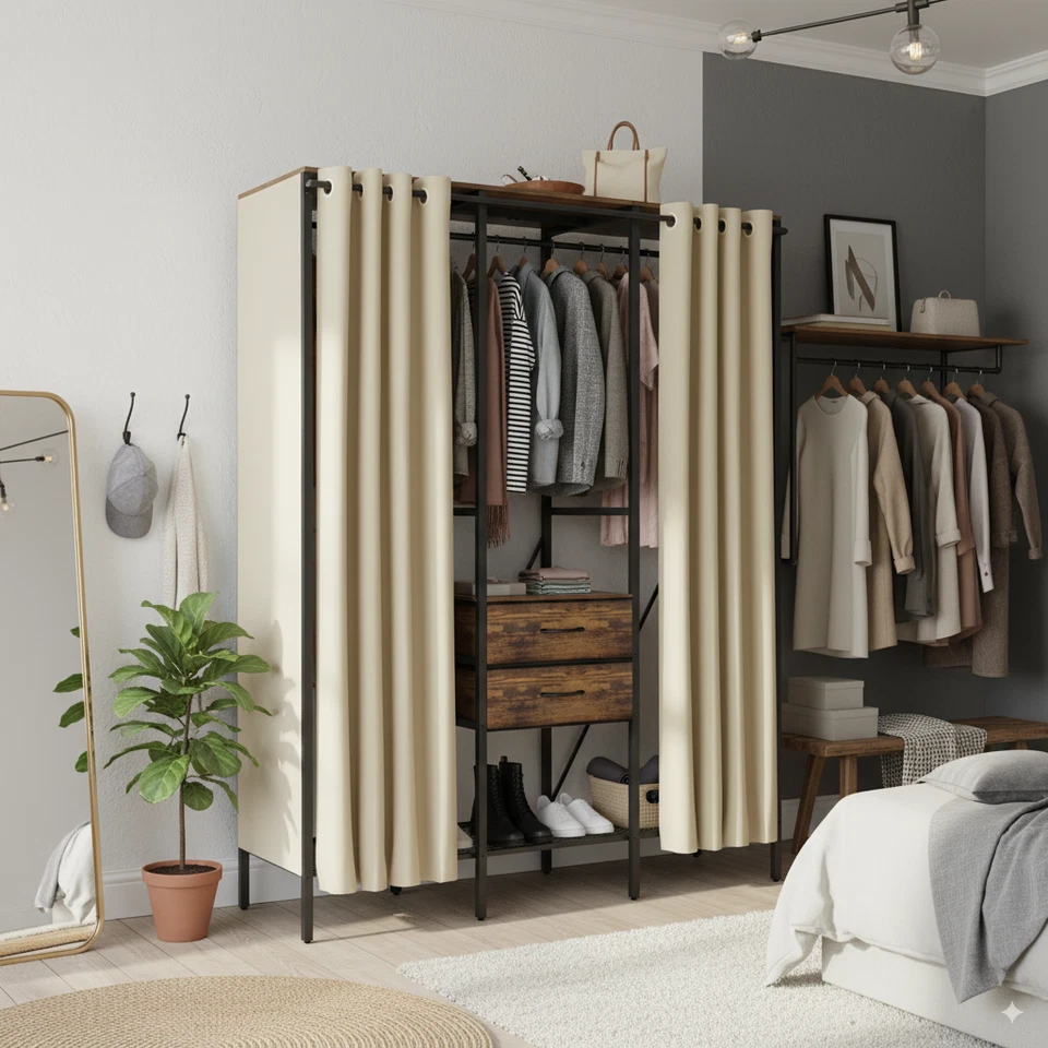 Schwerlast Kleiderschrank Schlafzimmer Kleiderständer Garderobenständer Vintage - Bild 2 von 4
