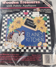 Dimensions Kitchen Welcome Wood Plaque Kit Applique 1990s Cottagecore Farmhouse