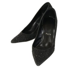 Christian Louboutin Rhinestone Pointed Toe Pumps Suede Black Women EU35.5/US5.5