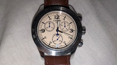 Tissot V8 Swiss Chronograph White (Cream) Dial Brown Leather Strap Tachymeter