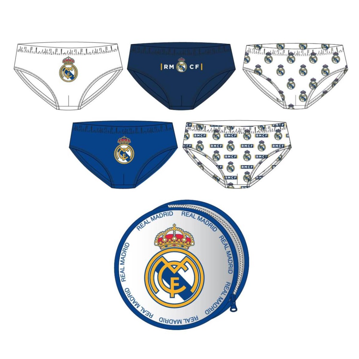 Juego de ropa interior niño Real Madrid 5' de algodón Single Jersey