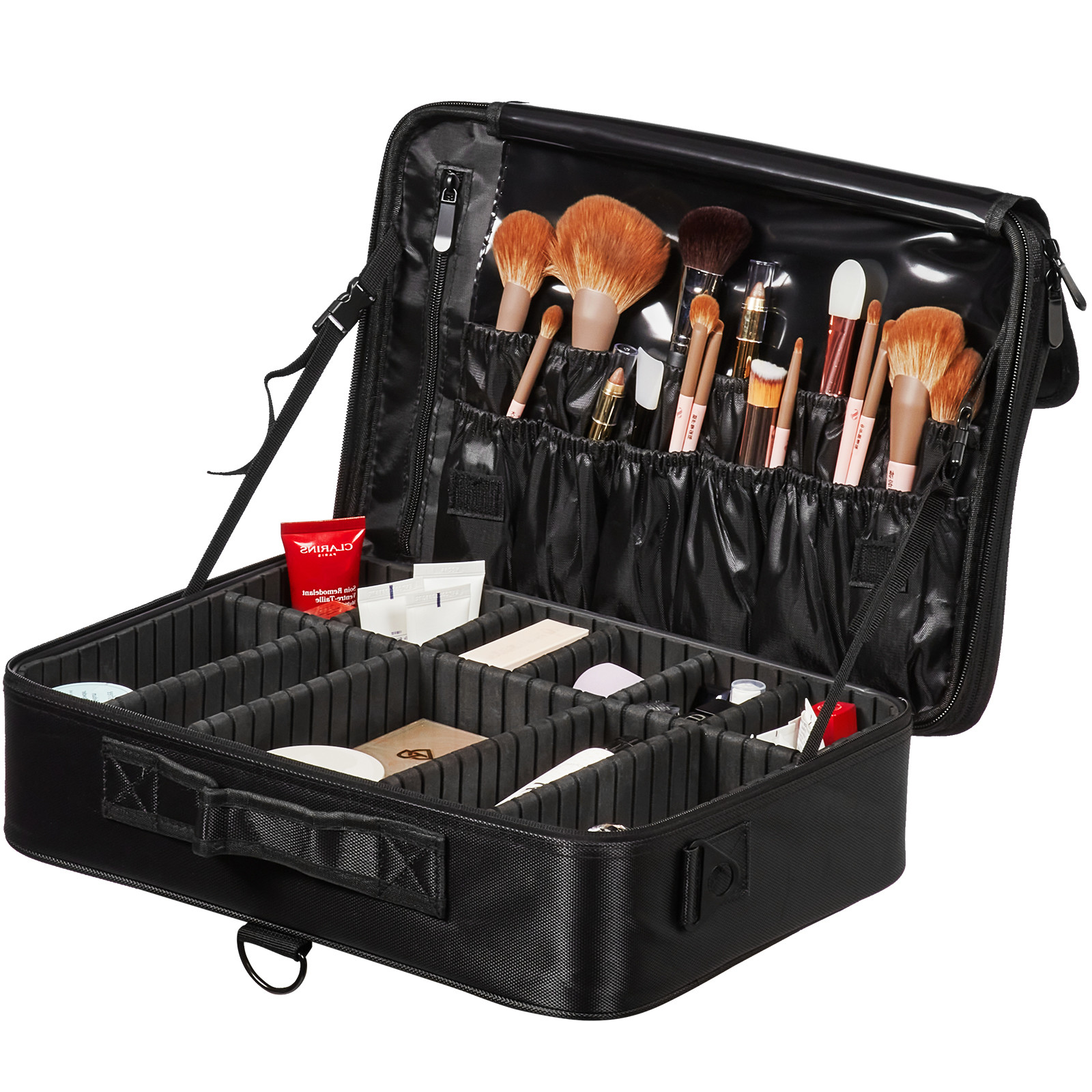 VEVOR Makeup Train Case Large Storage 3 Tiers w/ Handle Professional Waterproof