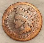 1865 Indian Head Cent Penny 1C - Grade G/VG - #14114