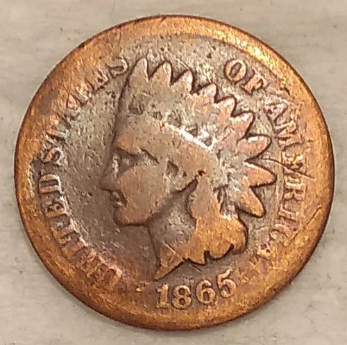 1865 Indian Head Cent Penny 1C - Grade G/VG - #14114