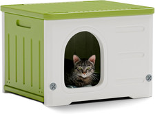 Plastic Cat House for Outdoor Indoor Use, Stackable Feral Cat Shelter Indoor Cat
