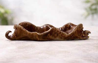 Handmade Studio Pottery Sculptural Bowl Organic Rustic Brown Ceramic Centerpiece