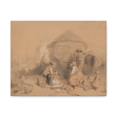 Wijnand Nuijen - Gesprek op het strand bij een tot behuizing - Canvas Wall Art