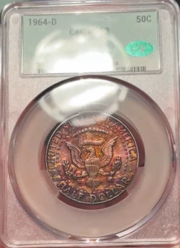 1964 Kennedy Half Dollar, Gem Monster Toned BU CACG MS63