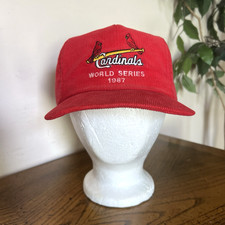 Vintage St Louis Cardinals Corduroy Snapback 1987 World Series Hat Cap Red Birds