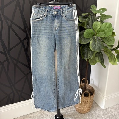 Edikted Women's Wide-Leg Jeans XS White Stripes