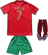LeenBD Portugal #7 Ronaldo enfants maillot de football short chaussettes kit jeunesse (rouge, 7-8 ans)
