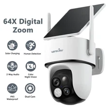 Wansview Dual-Cam 2K Solar Security Camera WiFi Wireless Outdoor Human Detection