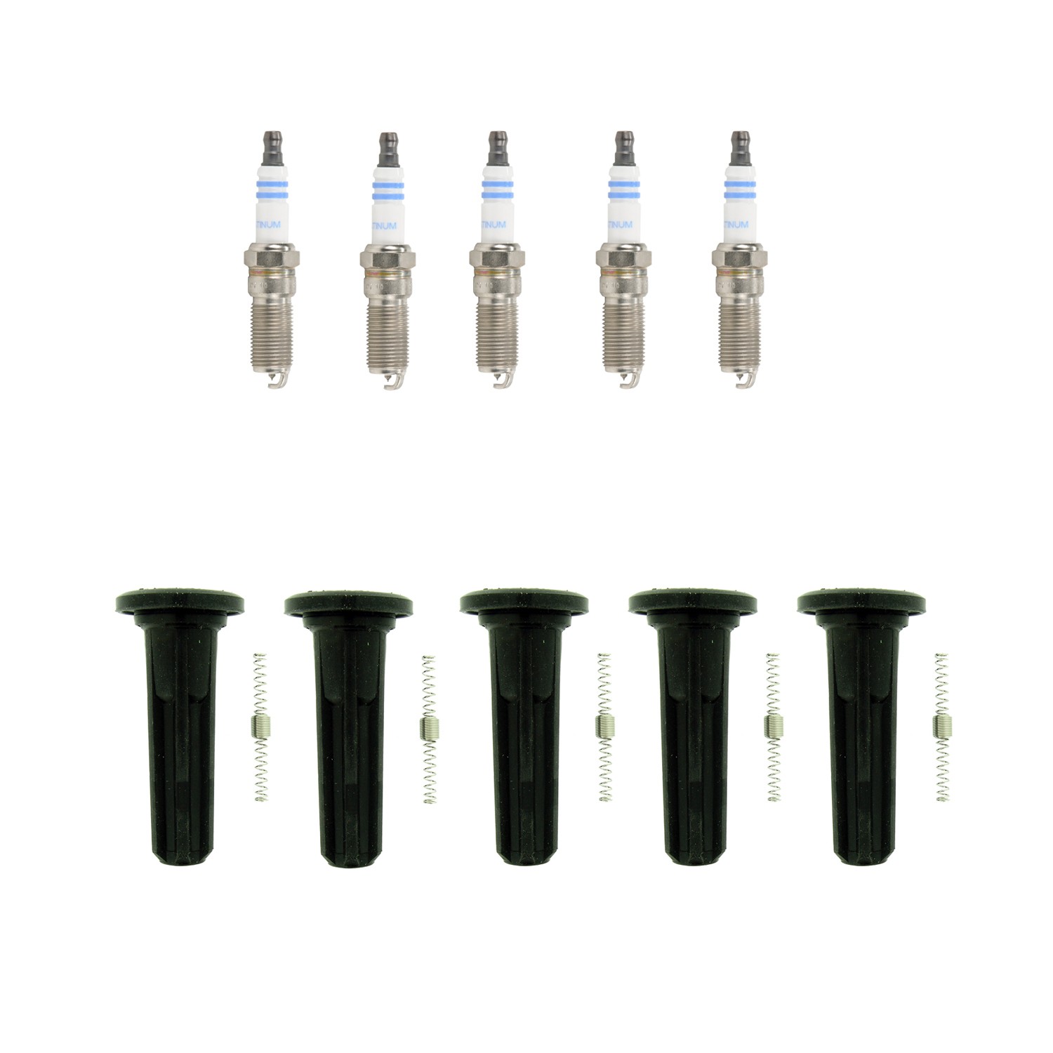 Bosch 5 Platinum Spark Plugs  NGK Coil Boots Kit for Canyon Colorado H3 H3T L5
