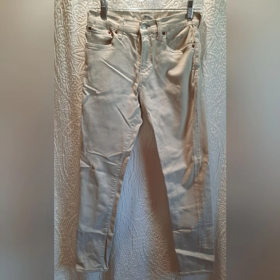 Pantalones de mezclilla Polo Ralph Lauren 16 crema Sullivan ajustados preppy clásicos informales Foto 3 de 4