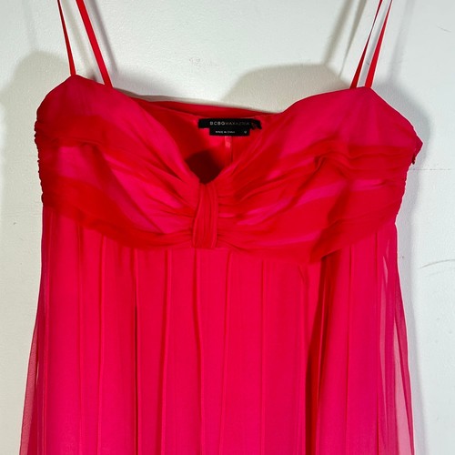 BCBG 100 % Seide ombre rosa transparent Mini trägerlos Korsett Kleid Rüschen Y2K - Bild 4 von 13