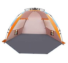X-Large 4 Person Beach Tent Sun Shelter - Portable Sun Shade Instant Orange