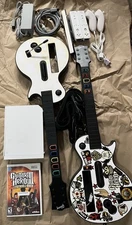 Nintendo Wii Guitar Hero 3 Bundle W Console, 2 Controllers & Remotes Tested Lot