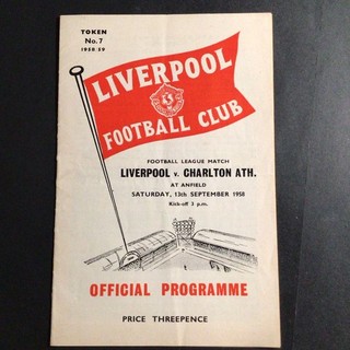 Programme Liverpool v Charlton Athletic 13th September 1958 Division 2