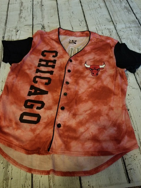 Chicago Bulls Large Button Up Shirt NBA Windy City Basketball Red Black | eBay