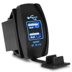 Dual USB Ports Car Phone Charger Socket Power Outlet Blue LED Adapter For Truck