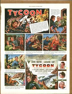 1947 TYCOON John Wayne Original Vintage Color Movie Promo Ad