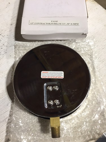 Weksler EA14J Dial Pressure Gauge -30 to 30psi, 1/4” Threads. Size: 4.5” - Picture 2 of 2