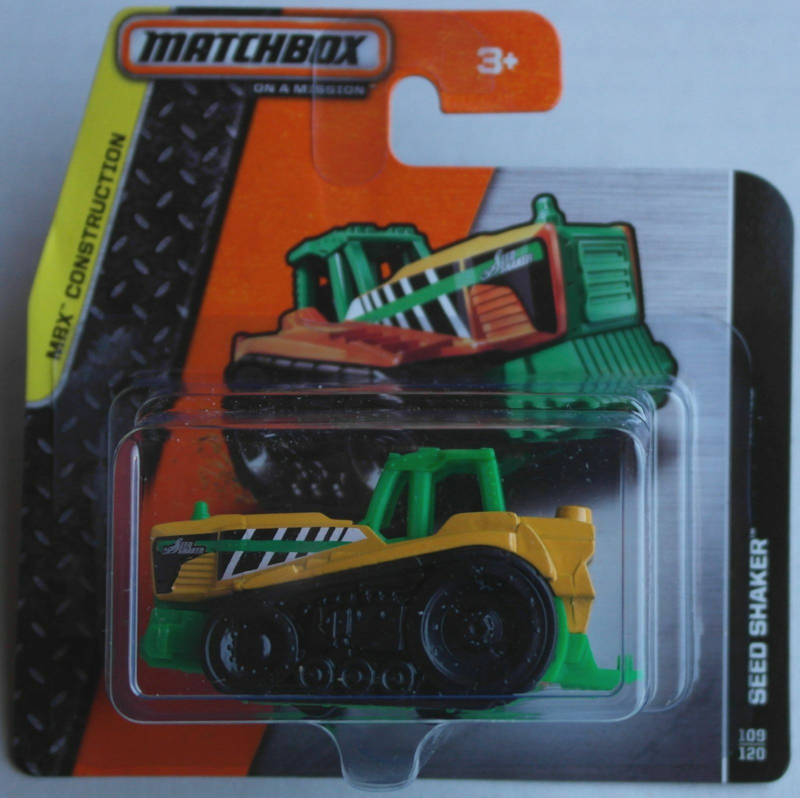 Matchbox Seed Shaker Traktor orangegrün NeuOVP MBX Construction Kettenfahrzeug