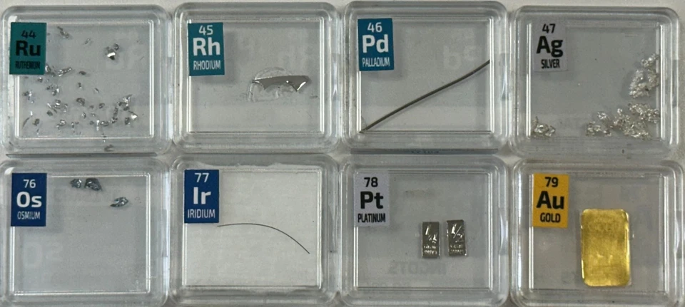 Juego completo de metales preciosos rutenio rodio Pd Ag osmio iridio platino oro Foto 2 de 4