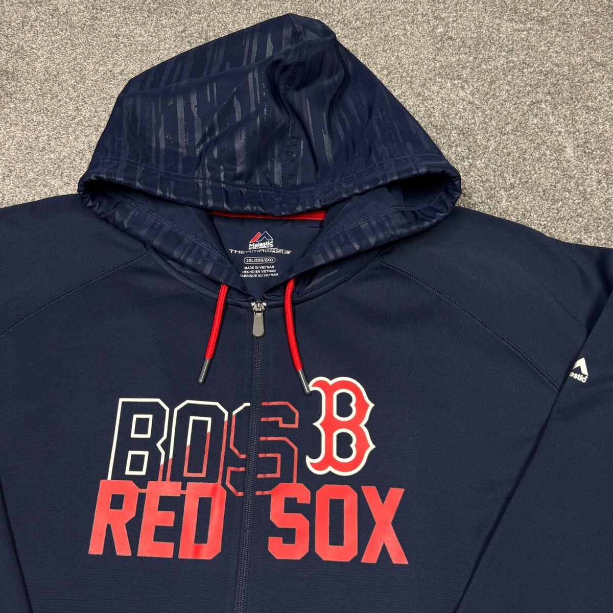 Boston Red Sox Sweatshirt Men 2XL Blue Zip Hoodie MLB Baseball