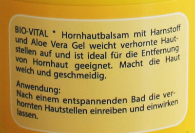 2x125 ml Bio-Vital Hornhaut Balsam Aloe Vera Harnstoff Pflege fr Fersen &  Fe | eBay.de