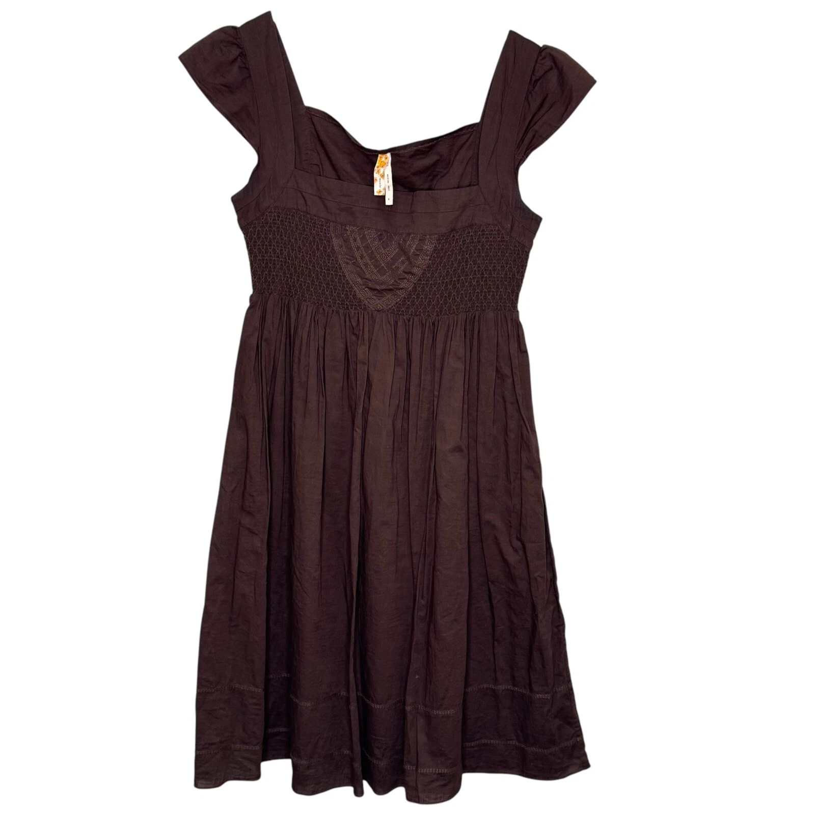 Robe smockée Anthropologie Maeve taille 6 marron grâce suprême vintage
