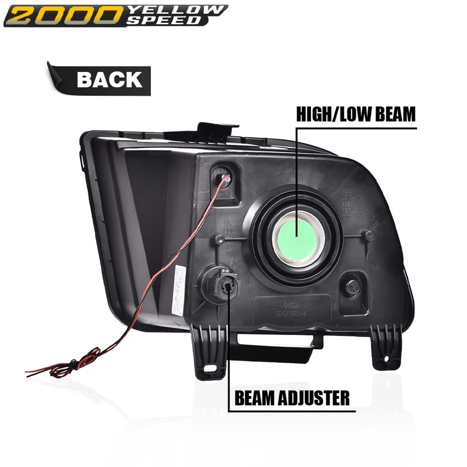 Fit For 05-09 Ford Mustang Smoke/Black LED DRL Halo Headlights Assembly Pair Foto 3 de 4