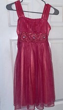 My Michelle Girl's Sleeveless Tulle Sequin Beaded Dress Holiday Christmas Sz 10