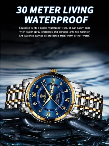 Orologio Uomo Impermeabile Analogico Quarzo Calendario Cinturino Acciaio Inox Marca Lusso - Foto 3 di 26