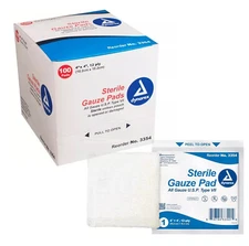 Dynarex Sterile Gauze Pads 4" x 4" 12-Ply Box of 100