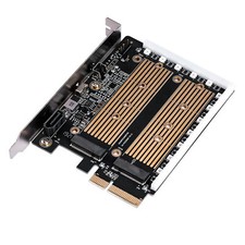 PCI Express PCIEX4 to Dual M.2 SATA/NVMe SSD Adapter fit PCIe Gen3 x4x8x16 slots