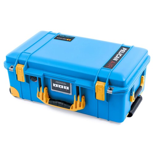 Blue & Yellow Pelican 1535 Air case. Yellow Dividers, mesh org. Yellow trolley - Picture 3 of 4
