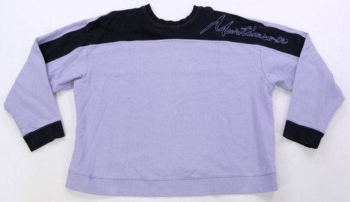 Rare MARTINE ROSE Spell Out Striped Pullover Sweatshirt Purple Black SZ Medium M