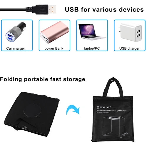24" LED Photo Studio Light Box Portable Folding Photography Shooting Tent Kit - Bild 70 von 84