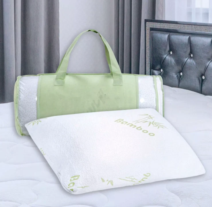 Almohada de espuma viscoelástica triturada de bambú cubierta lavable hipoalergénica reina/estándar Foto 2 de 2