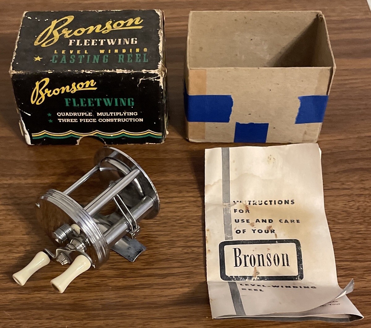 bronson fleetwing fishing reel Vintage BRONSON Fleetwing Level Winding Casting Reel No. 2475 w/ Box &  Manual