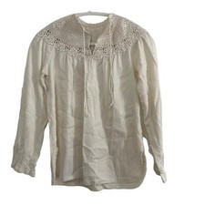 Vintage women's oatmeal colored peasant top and midi skirt set - Small