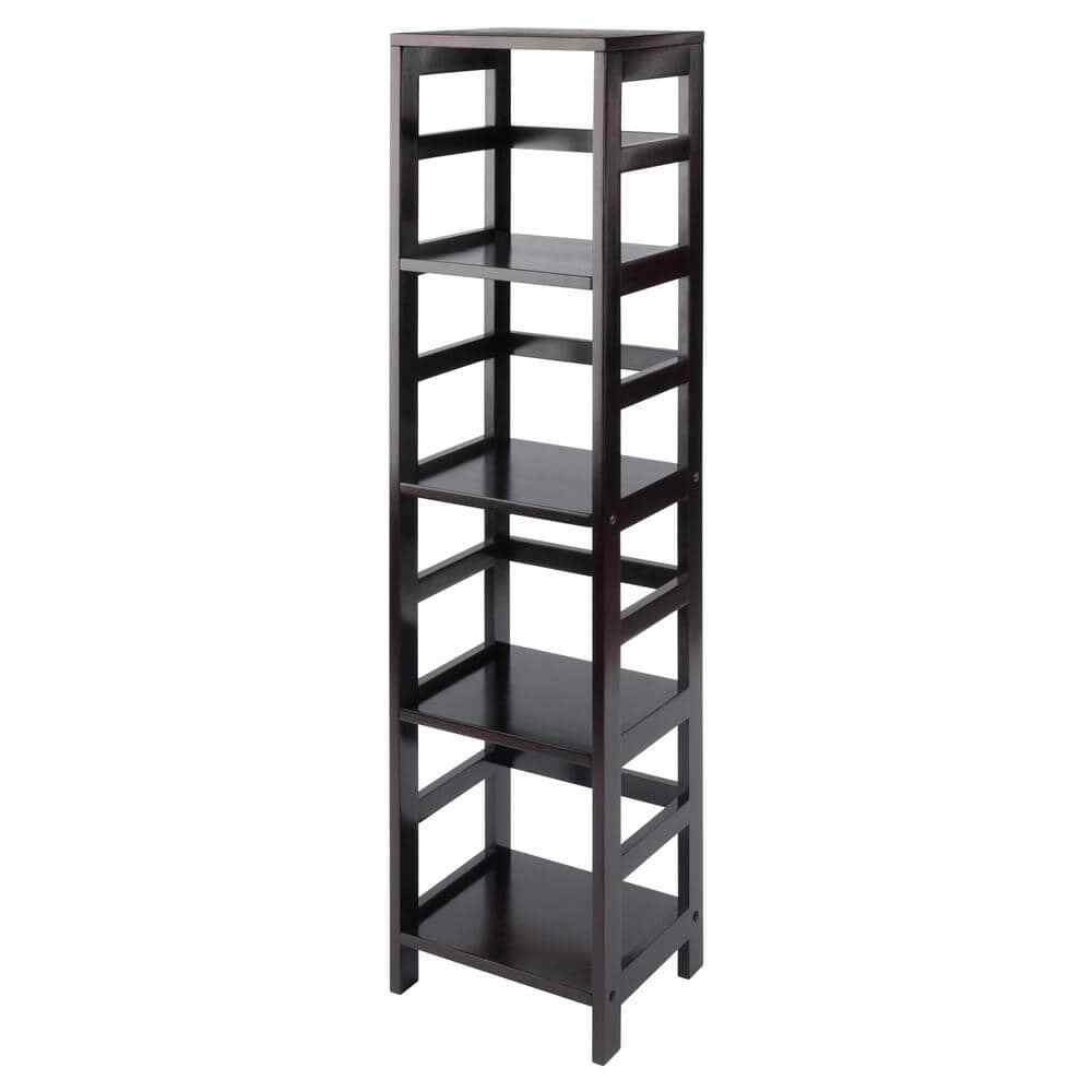 Winsome Wood Accent Bookcase 4-Tier Vertical Orientation Espresso Open Back