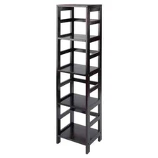 Winsome Wood Accent Bookcase 4-Tier Vertical Orientation Espresso Open Back