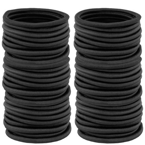 150 Black Hair Ties for All Hair Types - Durable & Stretchy Ponytail Holders
