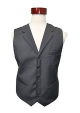 Men's dark gray color wool feel formal vest with lapel size 54
