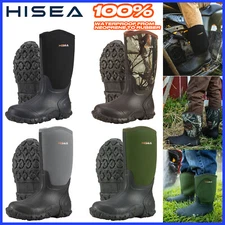 HISEA Men Rain Boots Waterproof Insulated Non-Slip Hunting Fishing Mud Work Boot