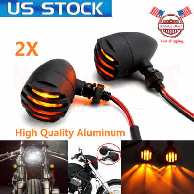 Motorcycle Grill Bullet Blinker Turn Signal For Harley Cafe Racer Bobber Chopper