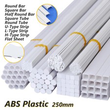 ABS Styrene Plastic Rod Tube Sheet Round Square U/L/H Profile Strip Length 250mm