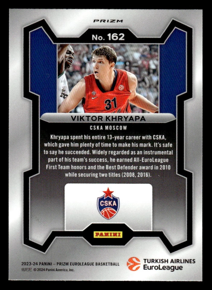 Victor Khryapa 2023-24 Panini Prizm Turkish Airlines EuroLeague #162 Silver - Image 2 of 2